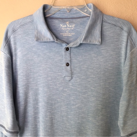 NAT NAST Short Sleeve Polo Style Shirt Blue Contrast Stitching Size XL - Picture 2 of 9